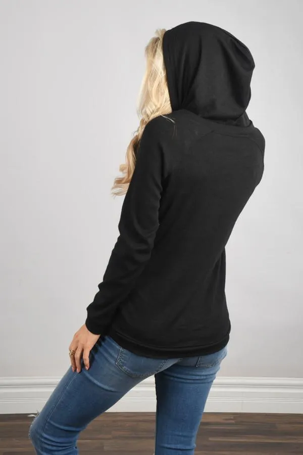 Glitter Hoodie ~ Black & Gold