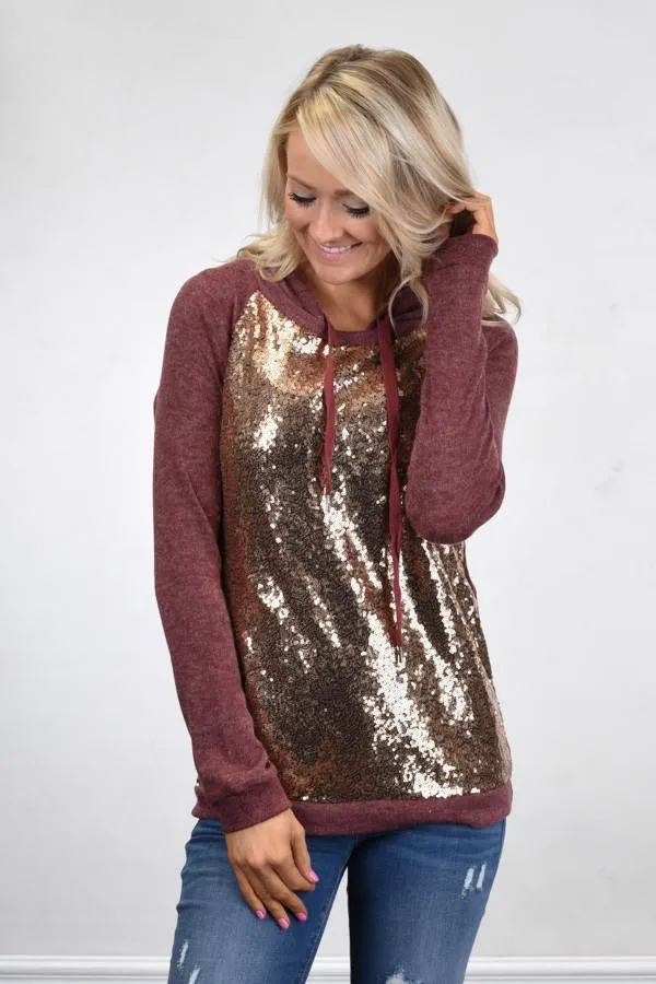 Glitter Hoodie ~ Burgundy