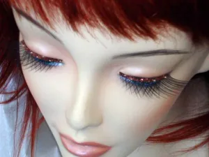Glitter Trim Brown False Eyelashes Black