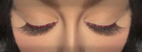 Glitter Trim Brown False Eyelashes Black