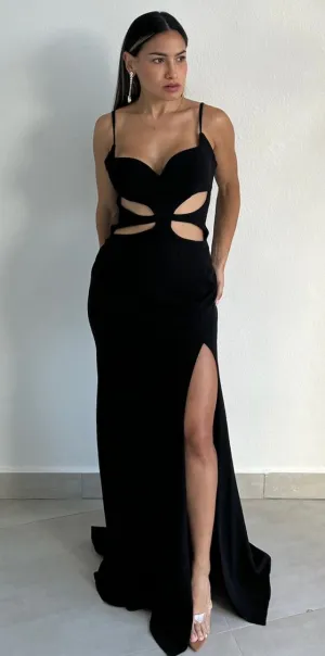 Going for the Wow Black Cut Out Formal Gown