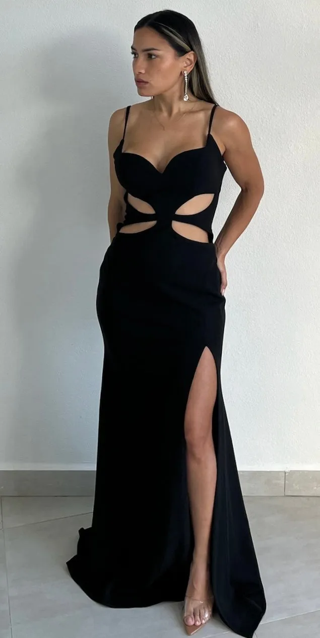 Going for the Wow Black Cut Out Formal Gown