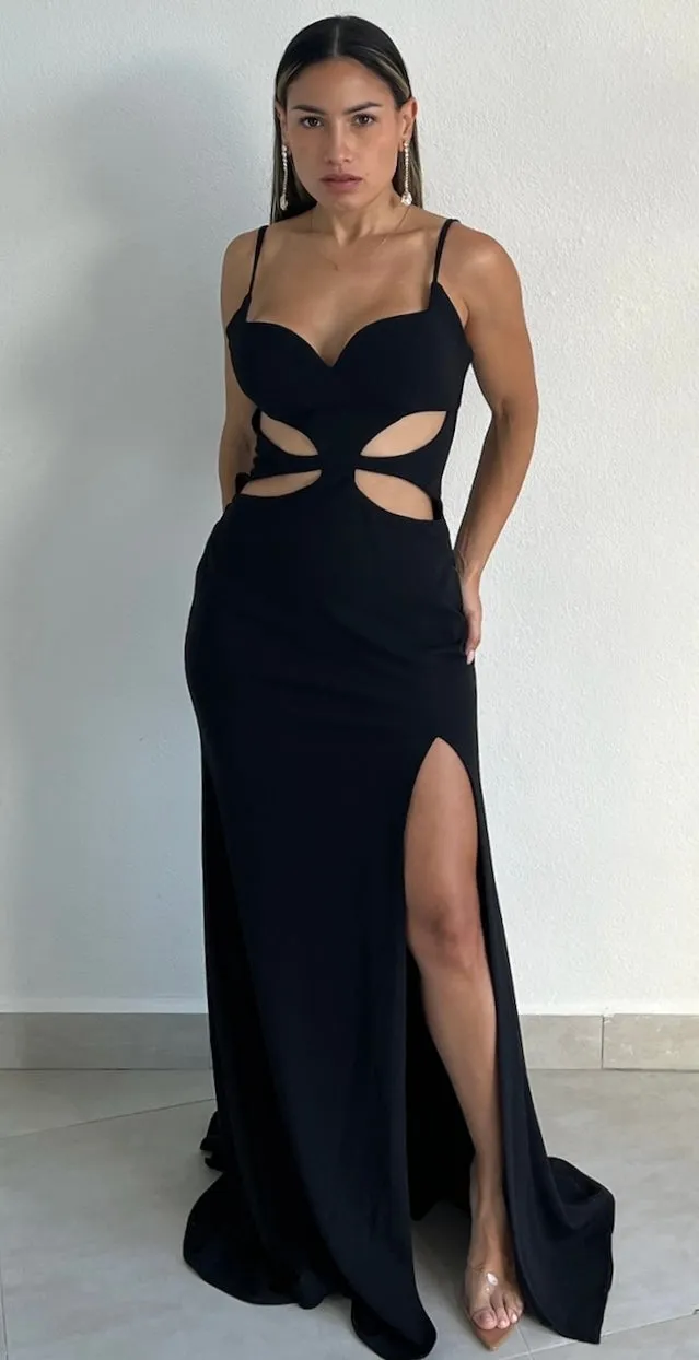 Going for the Wow Black Cut Out Formal Gown