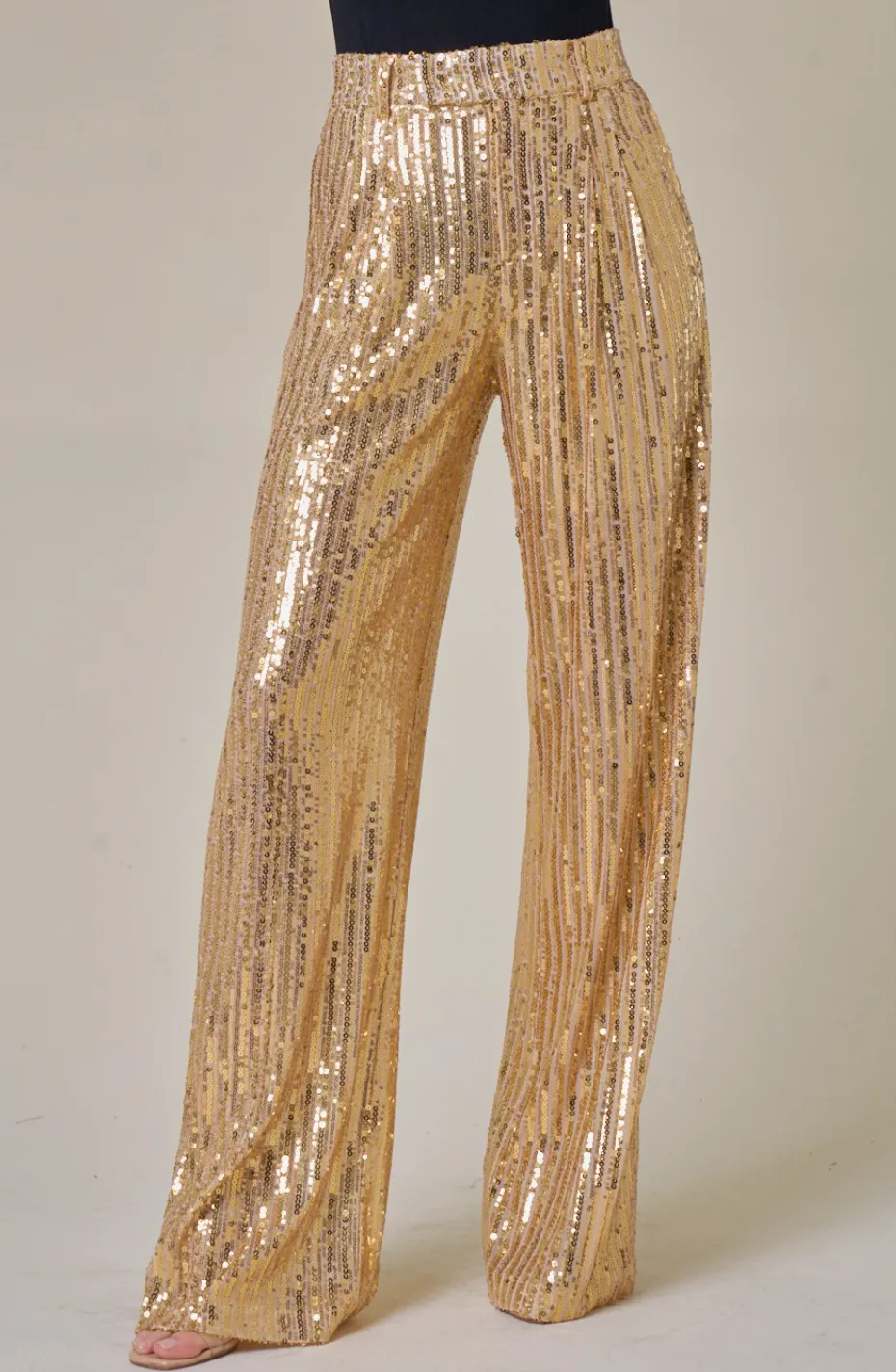 Gold Sequins Wide Leg Pant