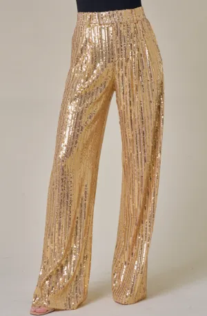Gold Sequins Wide Leg Pant