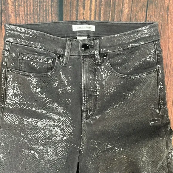 Good American Black Snake Skin jeans