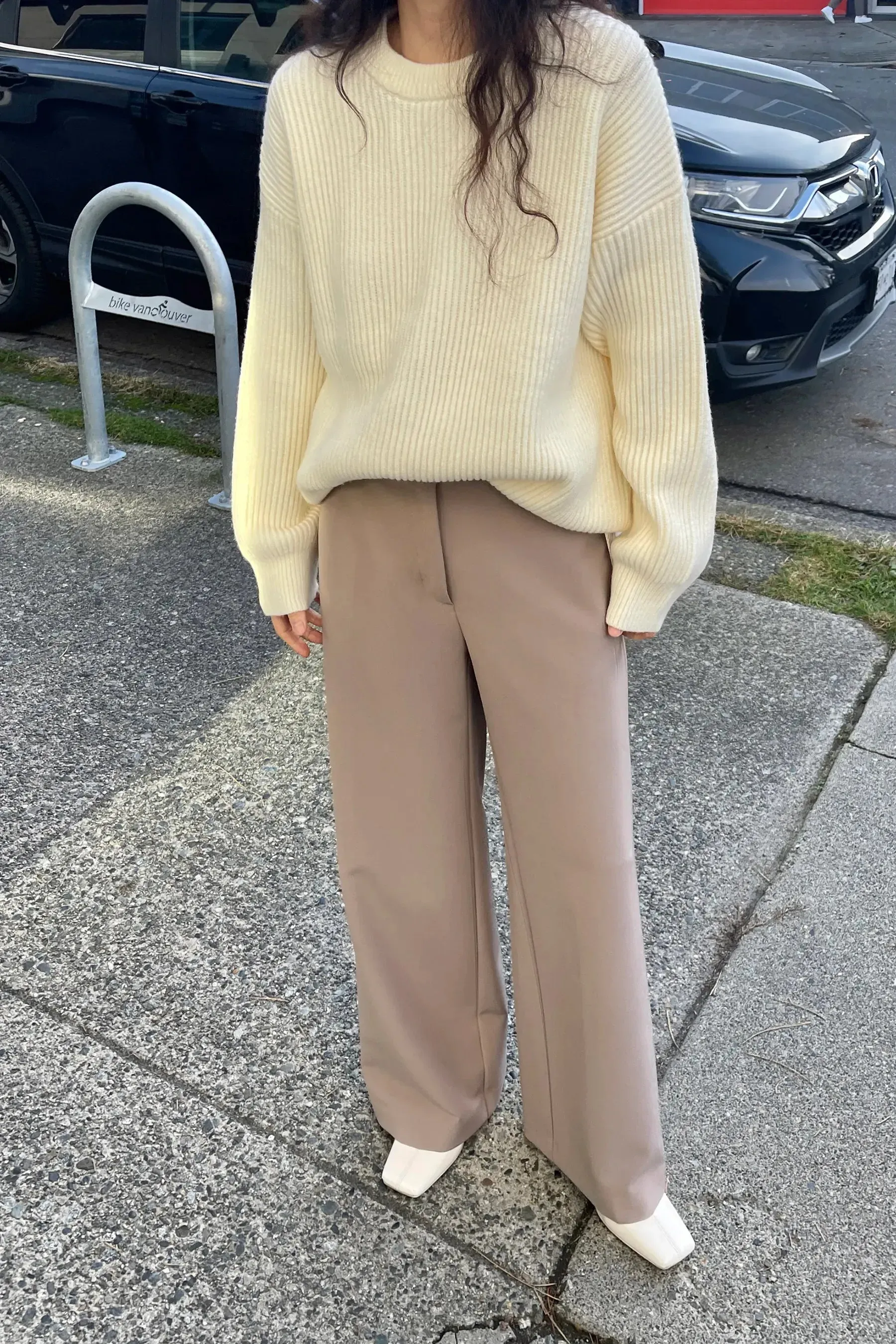 Half Elastic Wide Leg Pant
