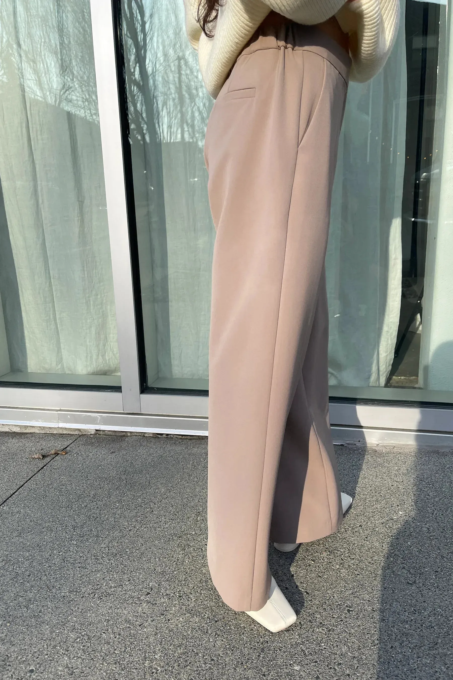 Half Elastic Wide Leg Pant
