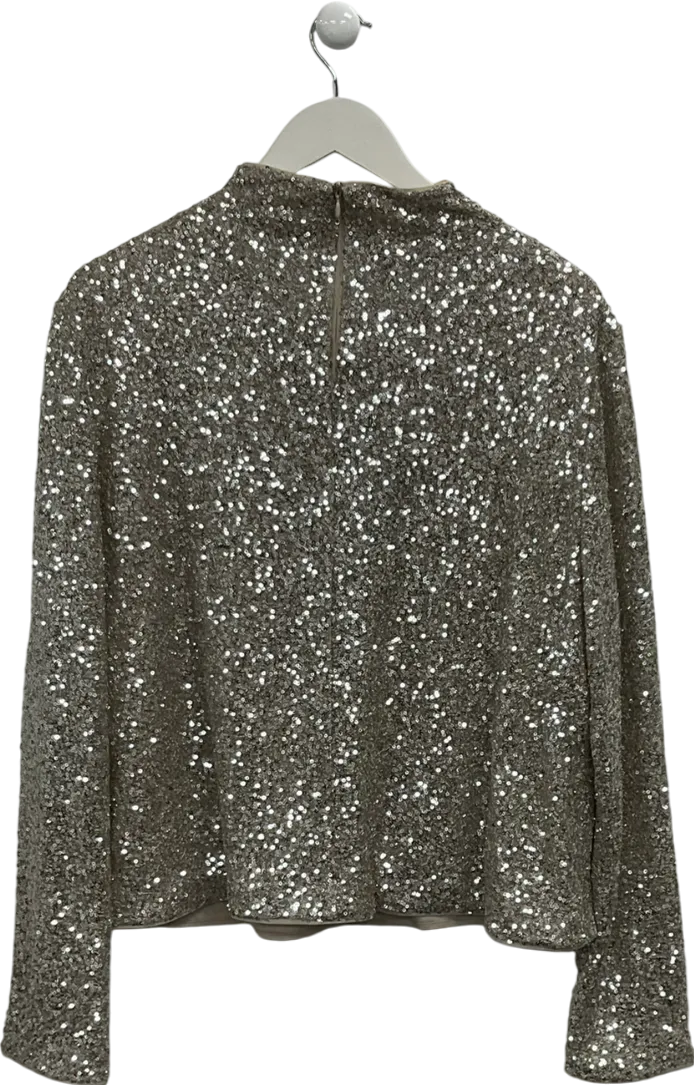 H&M Metallic Sequin High Neck Top UK XL