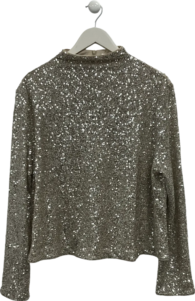 H&M Metallic Sequin High Neck Top UK XL