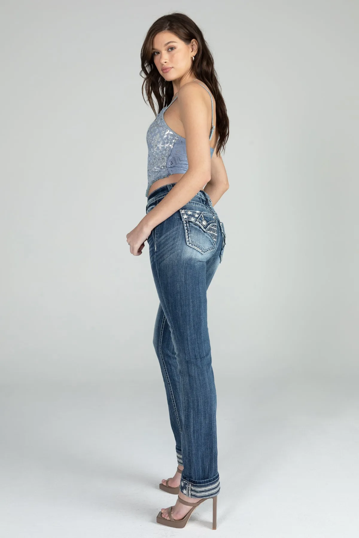 Handkerchief Denim Sequin Top