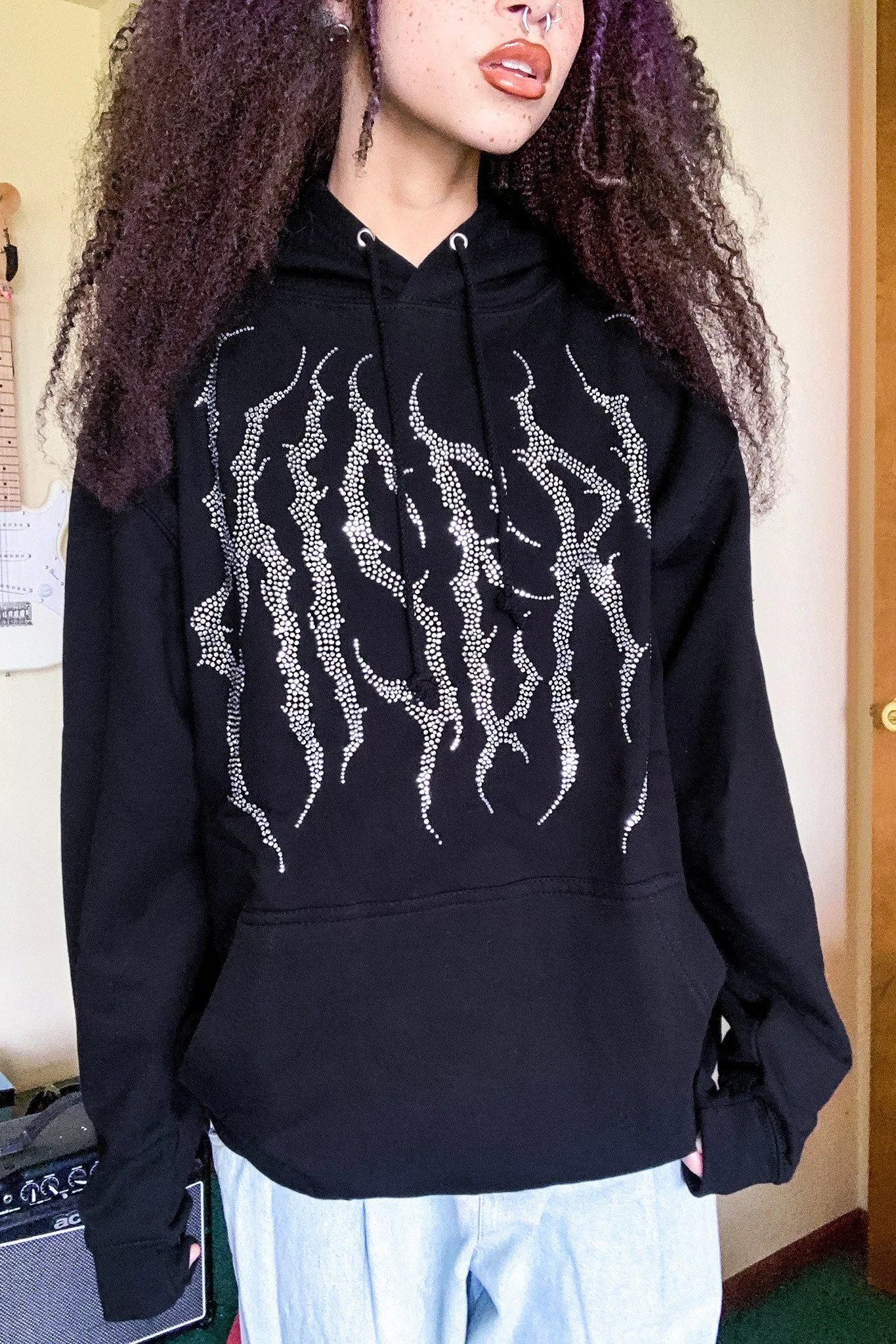 Hardcore Death Metal Rhinestone Hoodie