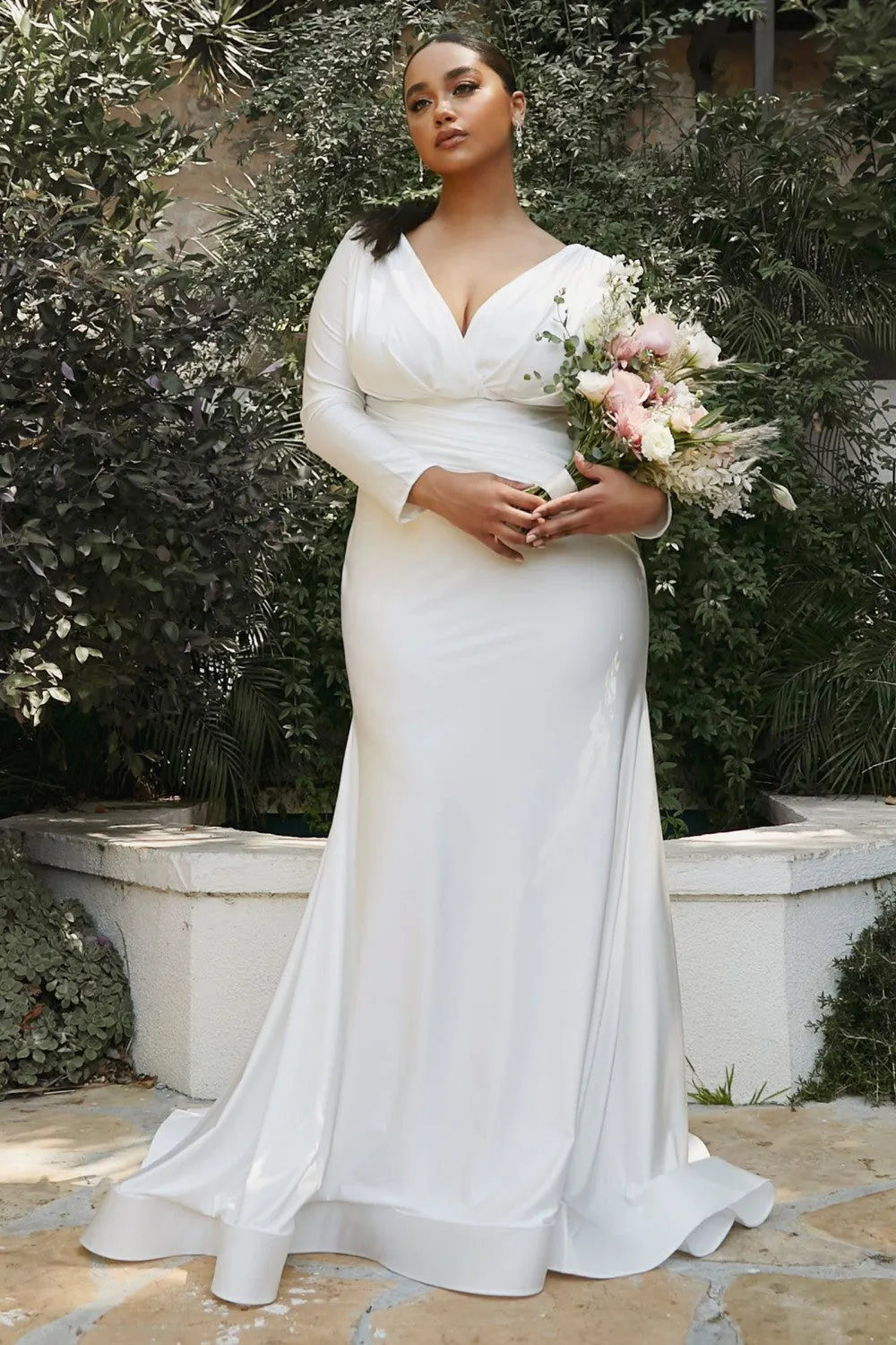 Hayley Wedding Dress Body Hugging Long Sleeve Gown 740169XR-White