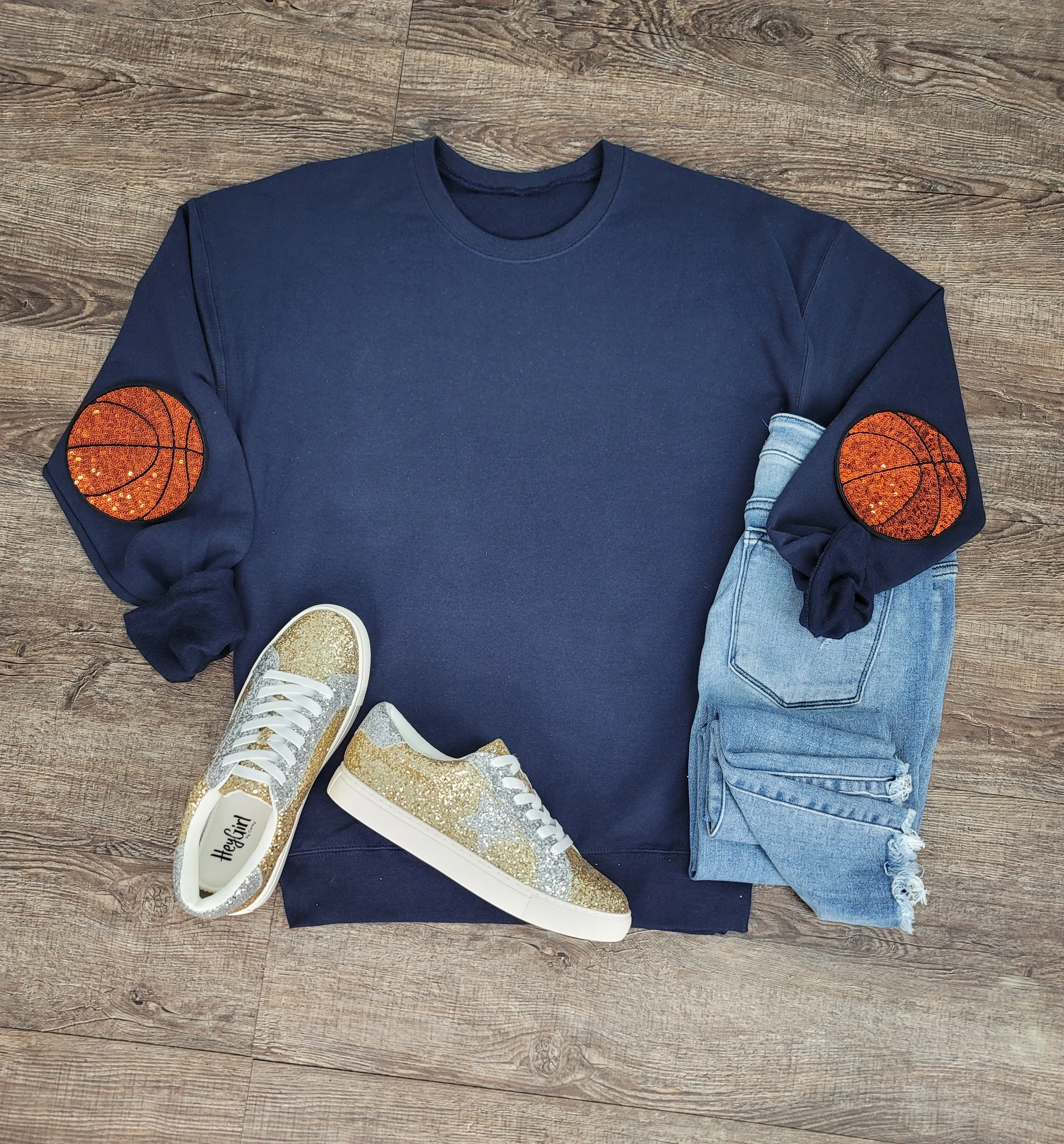 Hazel Blues® |  Game Day Pearl w/Basketball Patch Sweatshirt