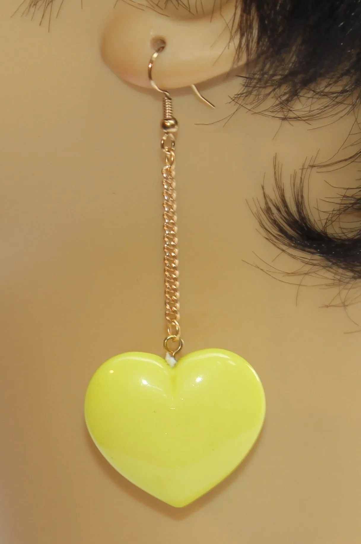Heart Dangle on Chain Earrings