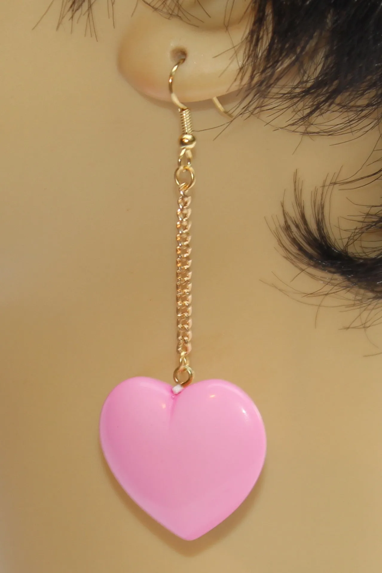Heart Dangle on Chain Earrings