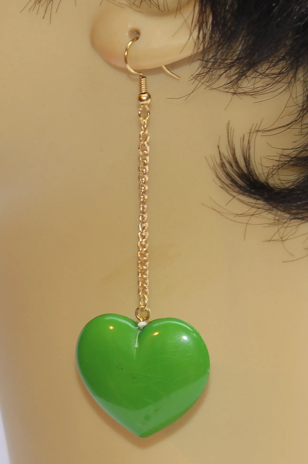 Heart Dangle on Chain Earrings