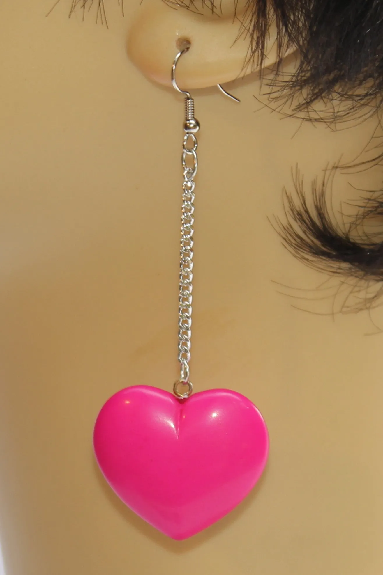 Heart Dangle on Chain Earrings