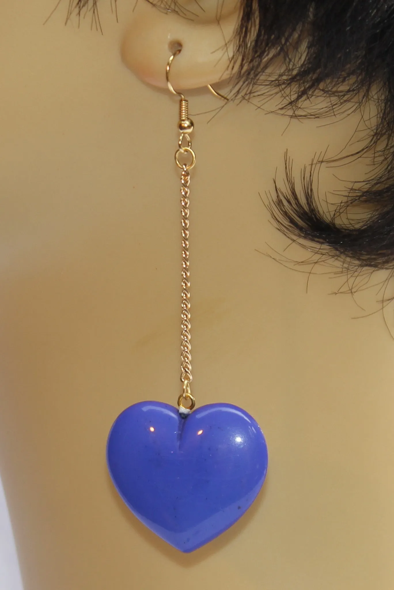 Heart Dangle on Chain Earrings