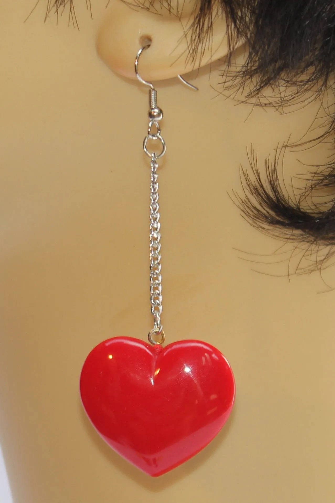 Heart Dangle on Chain Earrings