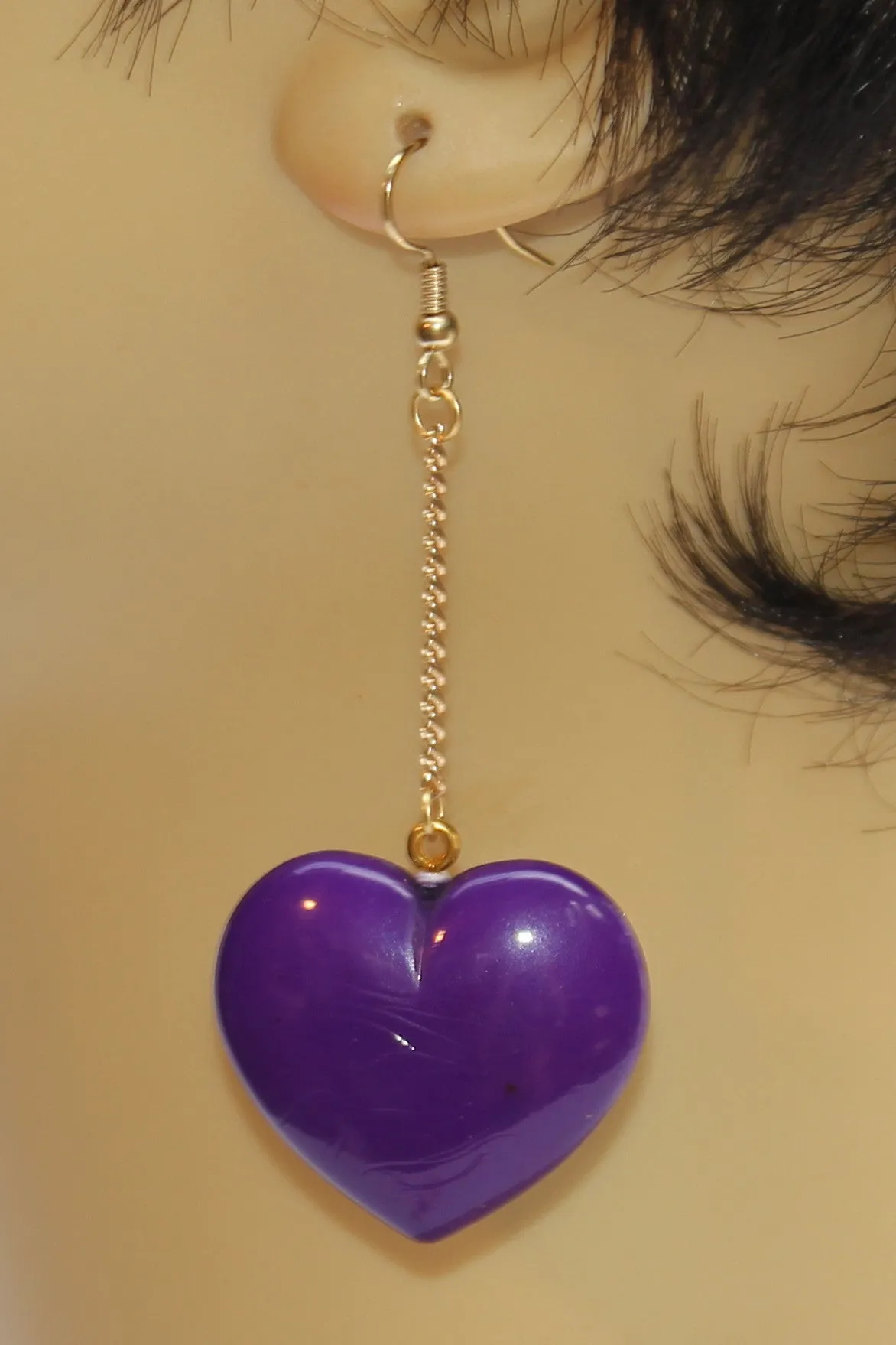 Heart Dangle on Chain Earrings
