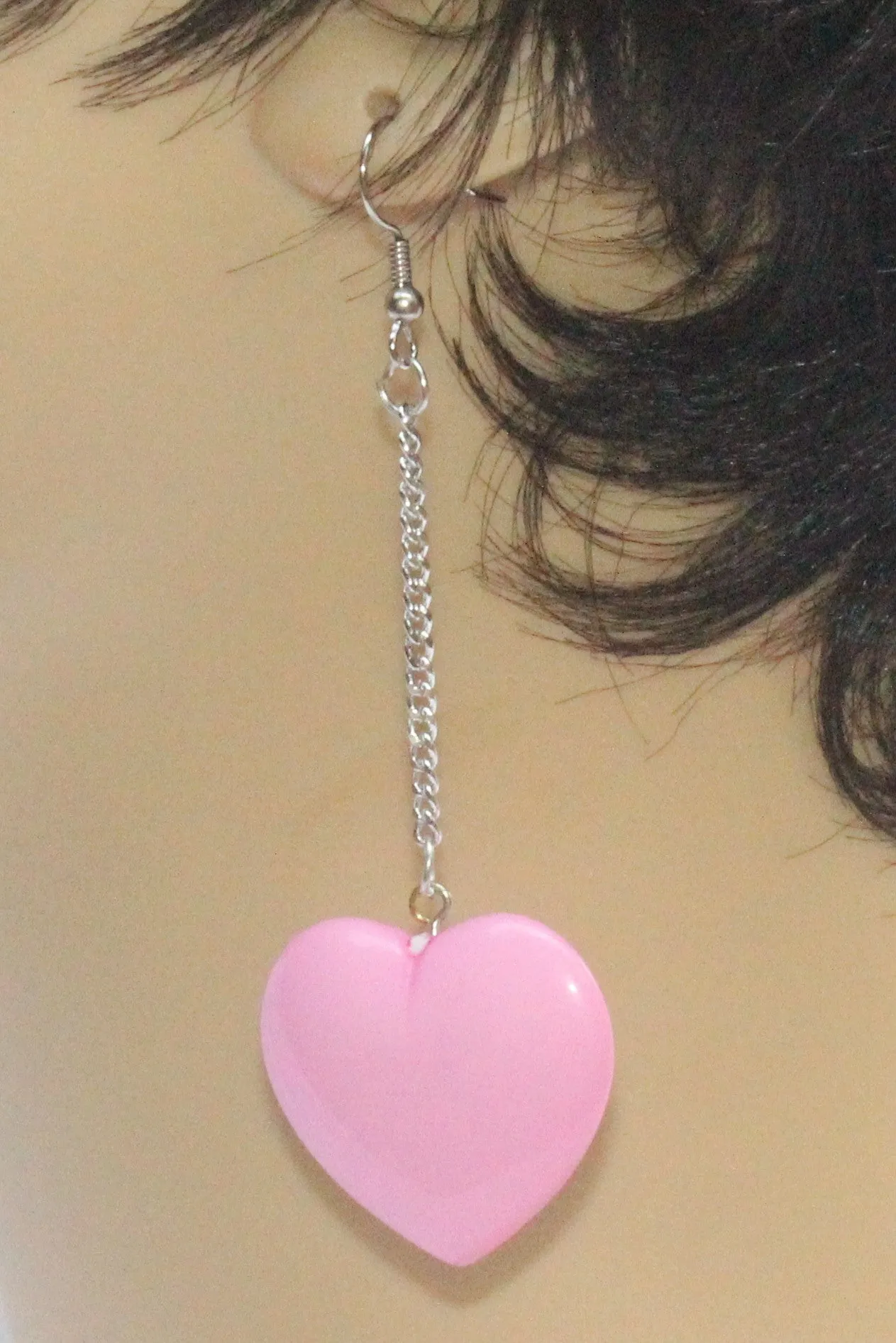 Heart Dangle on Chain Earrings