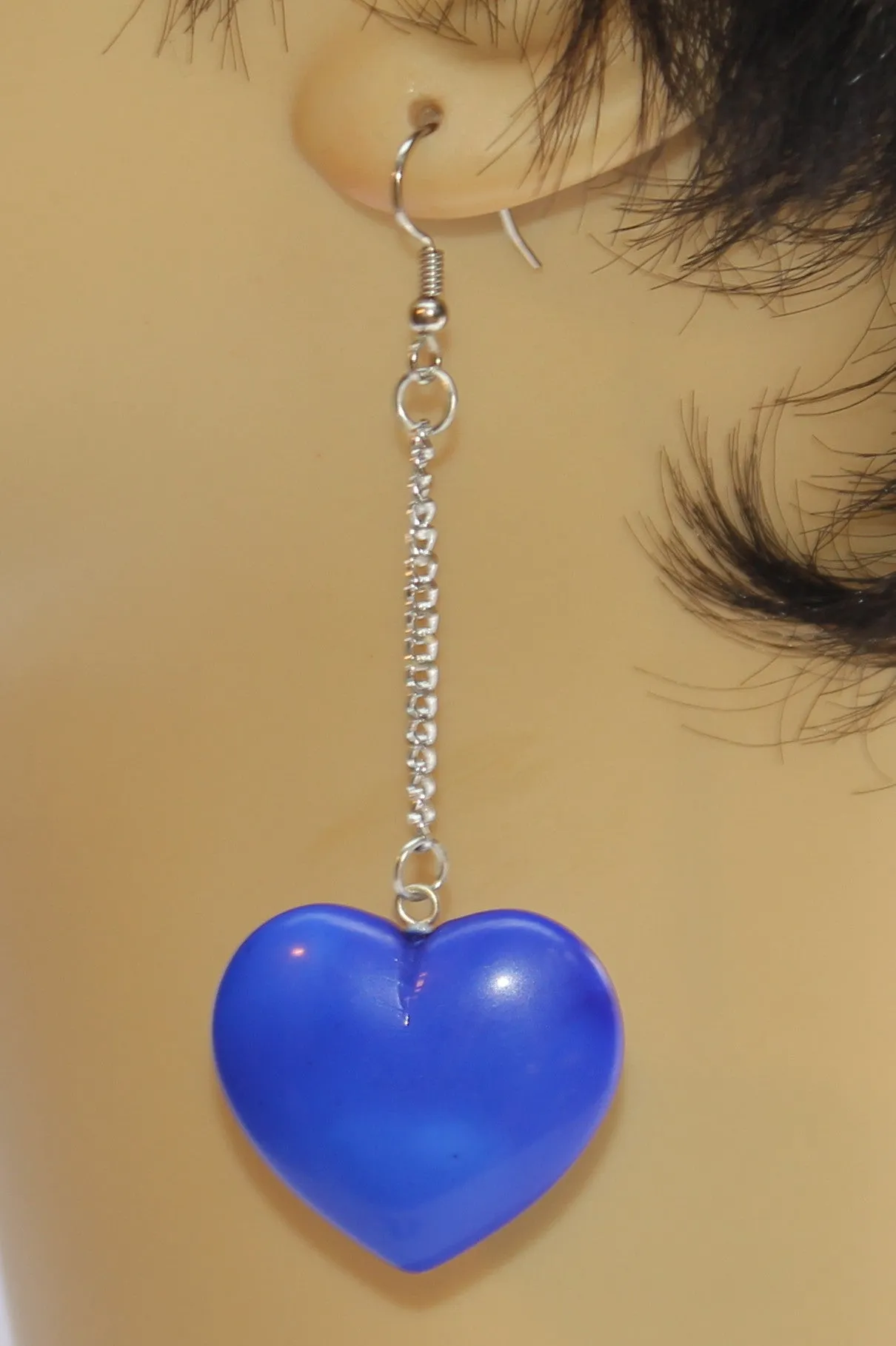 Heart Dangle on Chain Earrings