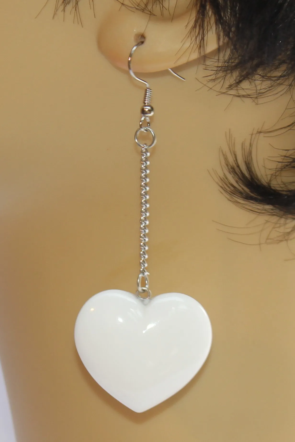 Heart Dangle on Chain Earrings