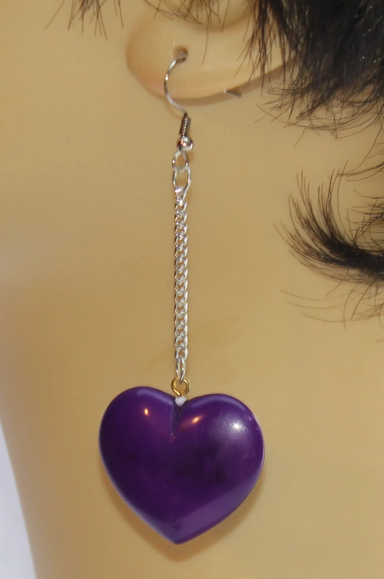 Heart Dangle on Chain Earrings