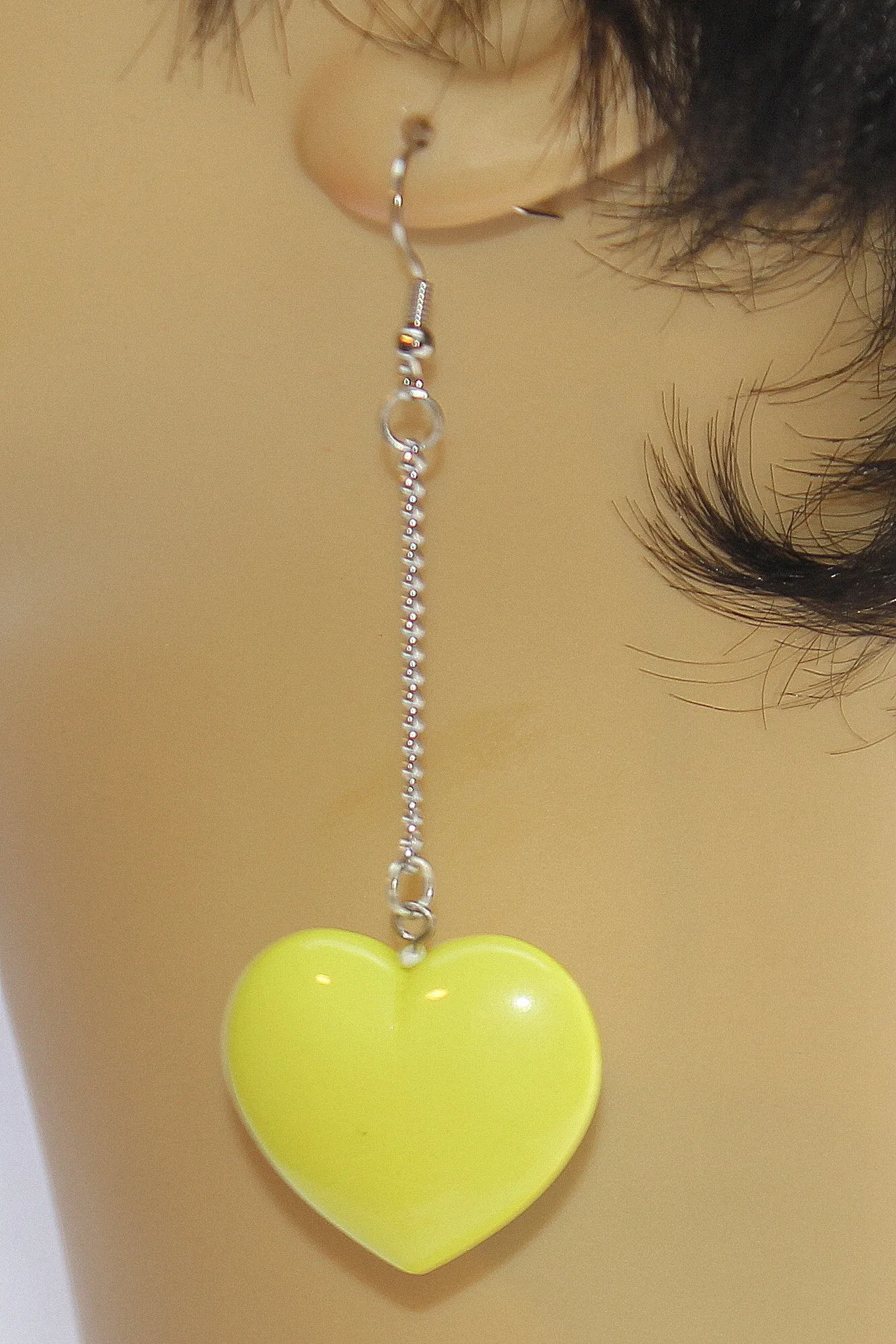 Heart Dangle on Chain Earrings