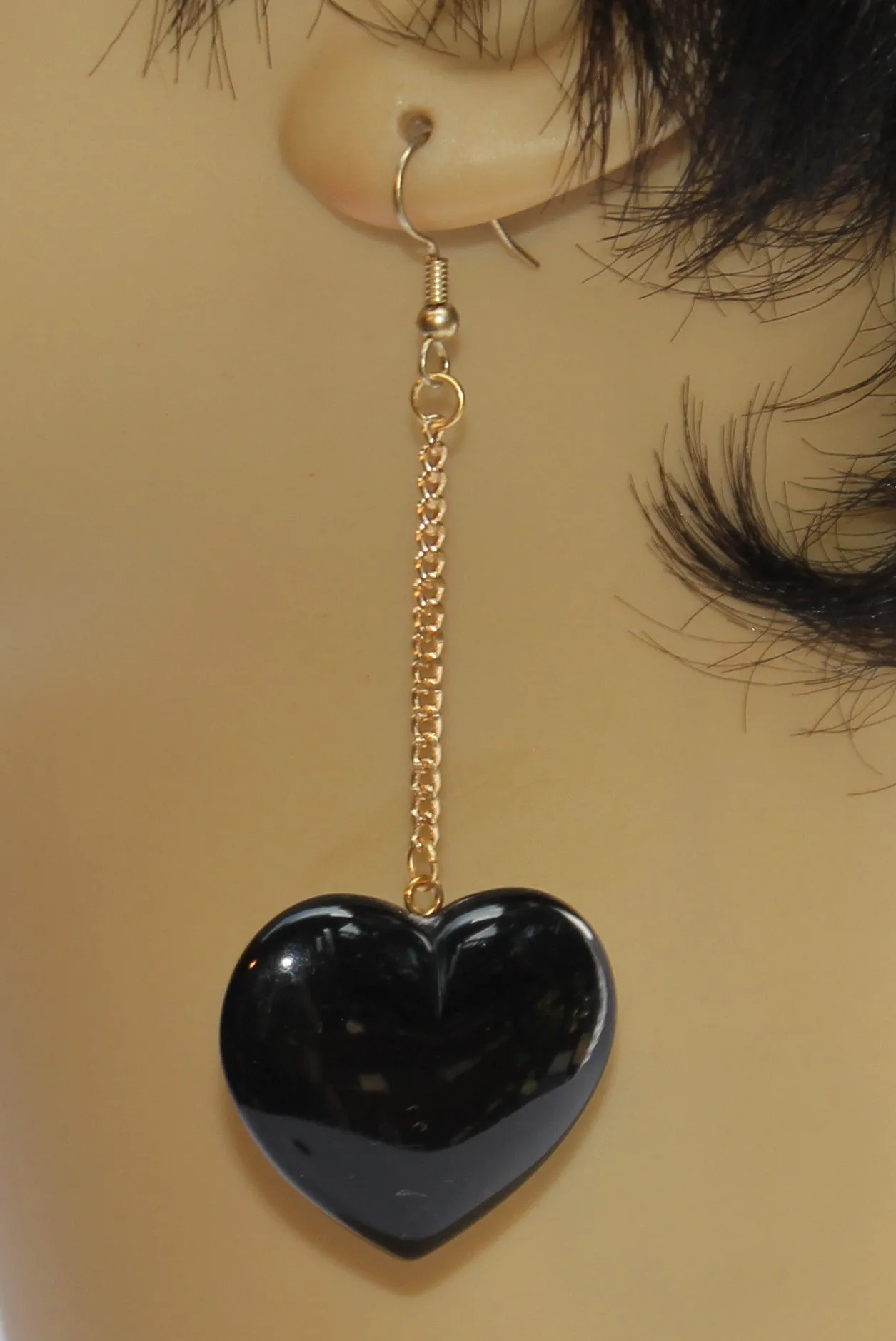 Heart Dangle on Chain Earrings