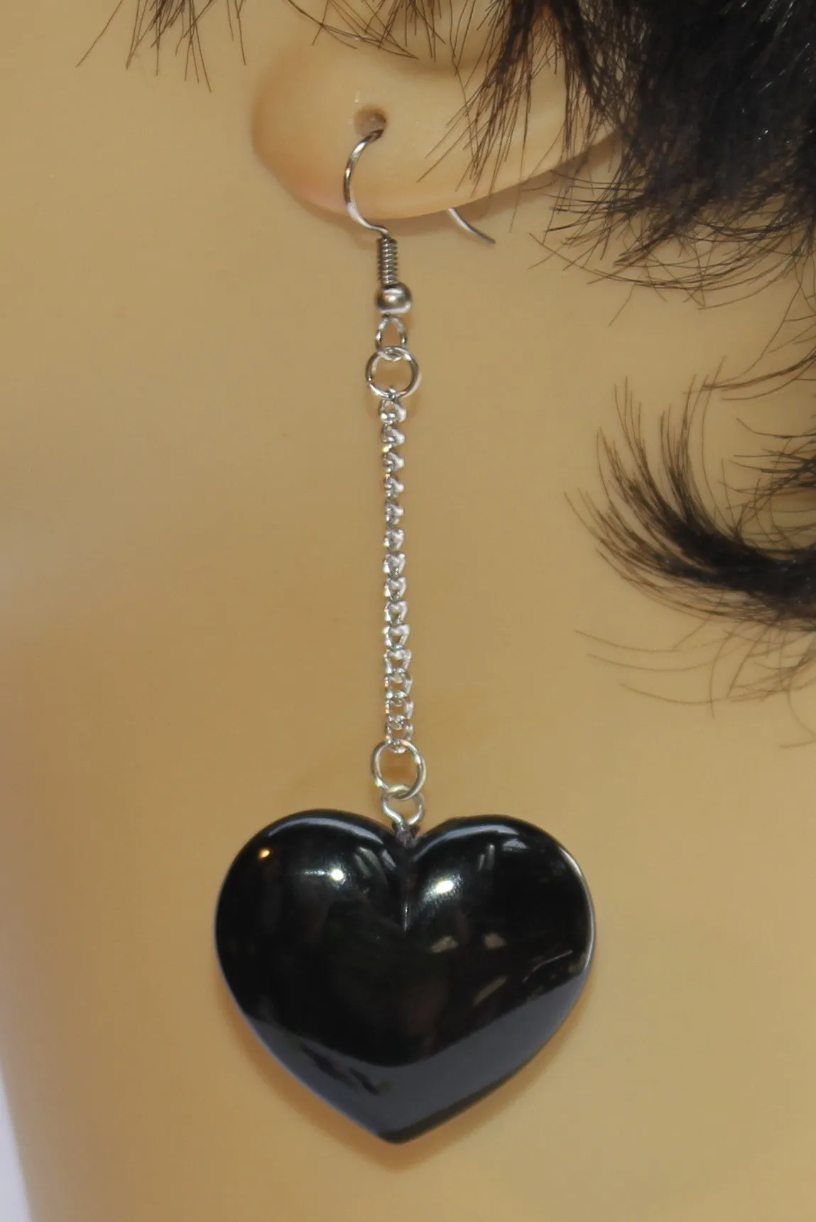 Heart Dangle on Chain Earrings