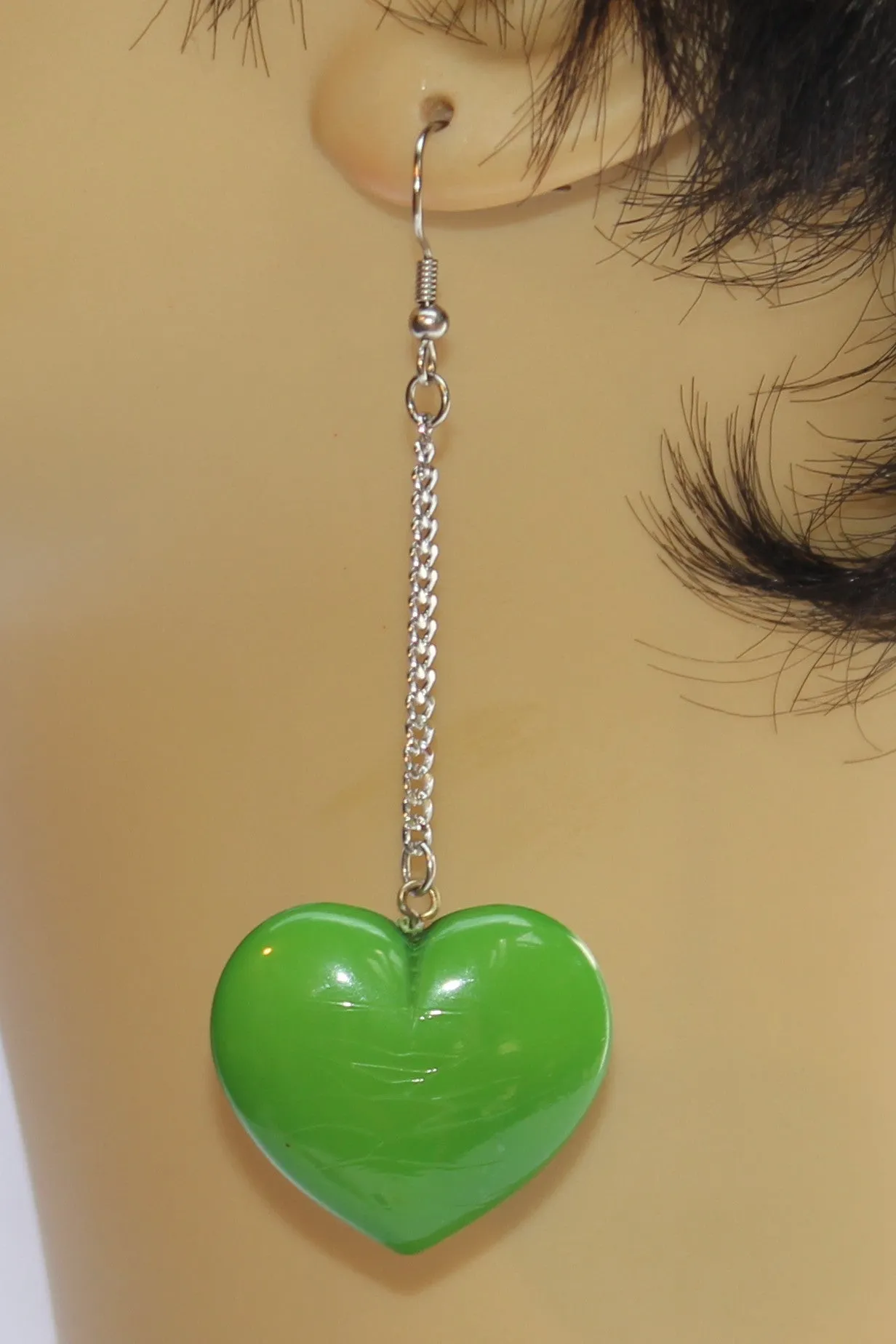 Heart Dangle on Chain Earrings