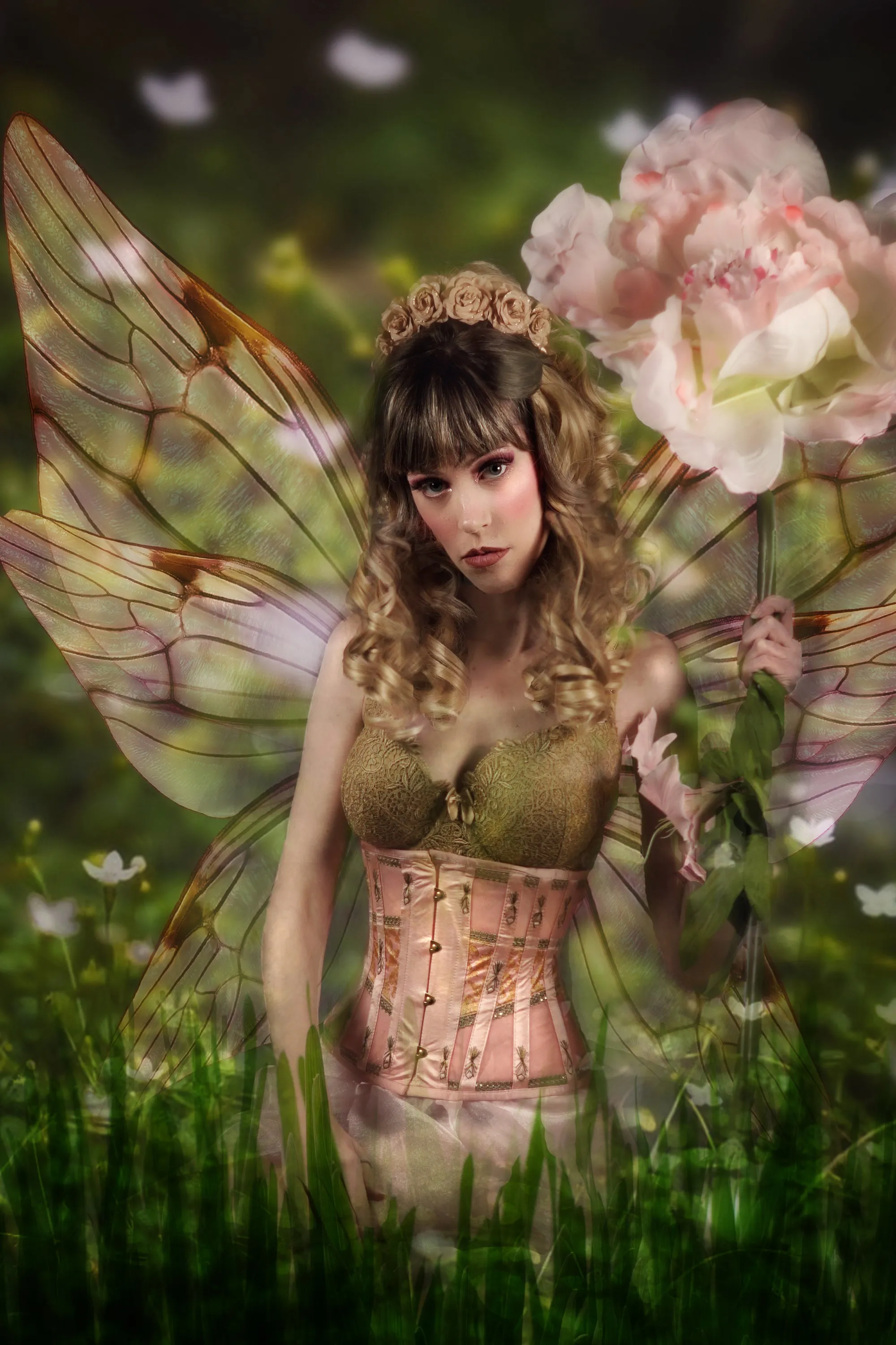 Historically Inspired Peach and Gold Underbust Corset