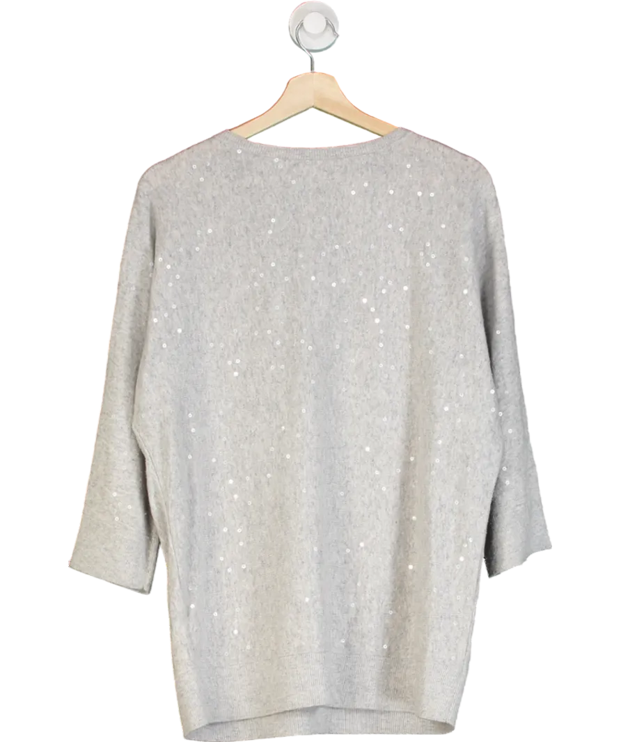 Hobbs Grey Sequin Detail Short Sleeve Jumper UK L