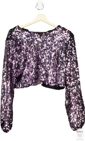 H:ours Purple Sequin Crop Top S