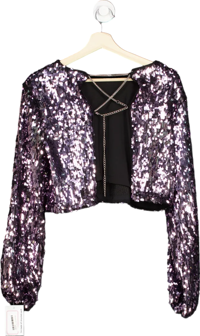 H:ours Purple Sequin Crop Top S