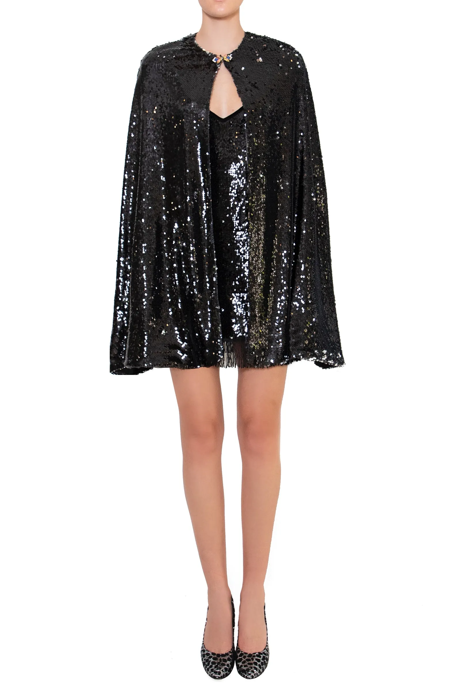 Ilona Rich Black Sequin Cape