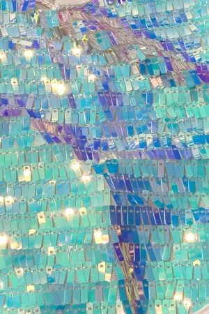Iridescent White Sequin Open Back Crop Top 3/22/24 8344