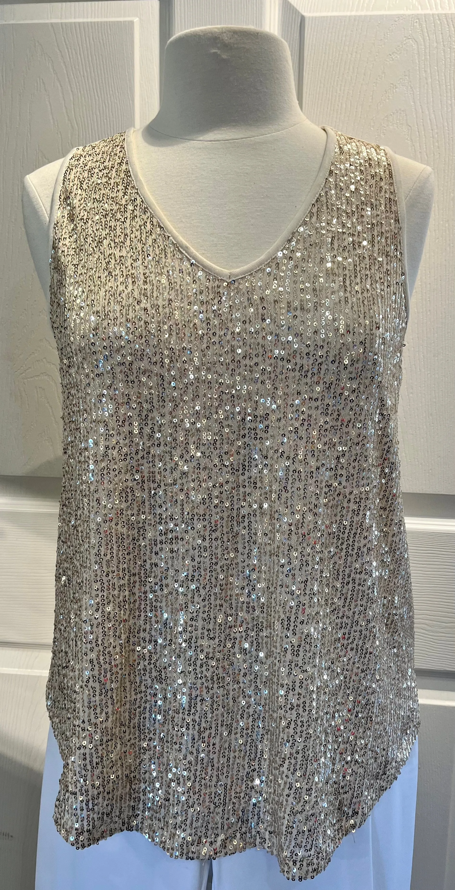 Ivory Sequin Tank Top