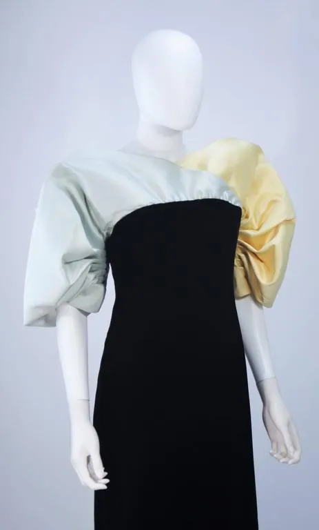 JACQUELINE DE RIBES Velvet Color Block Gown Size 2-4