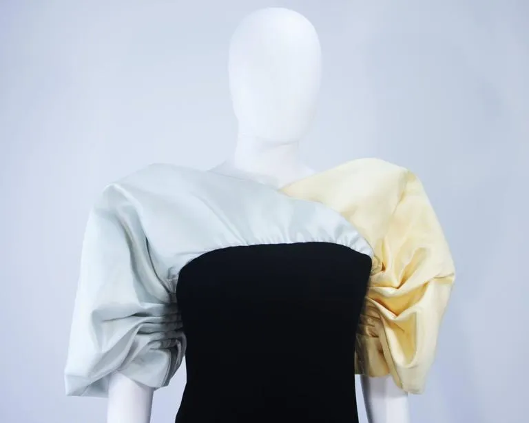 JACQUELINE DE RIBES Velvet Color Block Gown Size 2-4