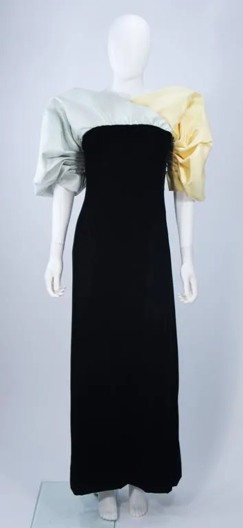 JACQUELINE DE RIBES Velvet Color Block Gown Size 2-4