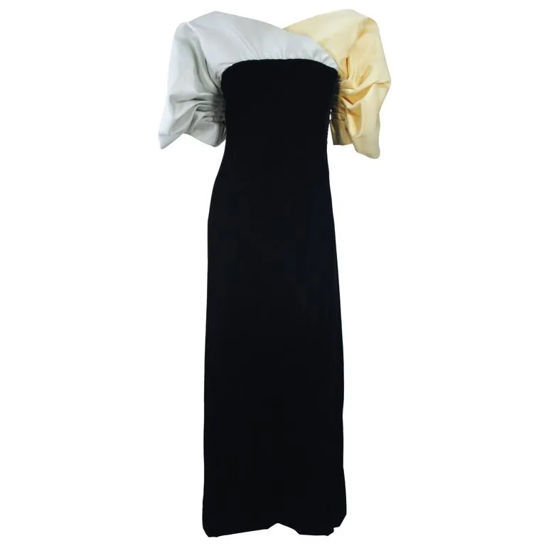 JACQUELINE DE RIBES Velvet Color Block Gown Size 2-4