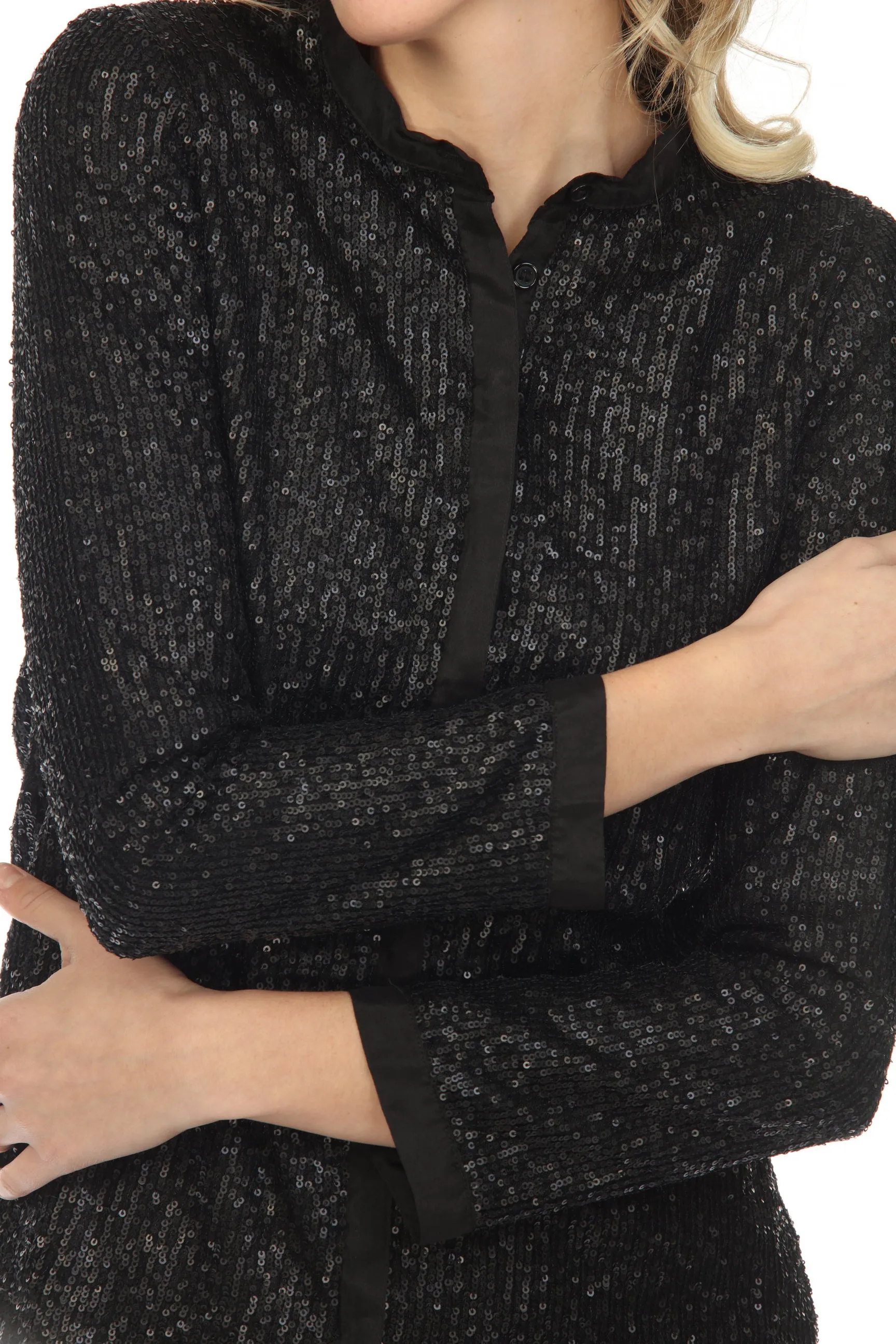 Johnny Was Grace Sequin Button-Down Long Sleeve Top Boho Chic R17021 *