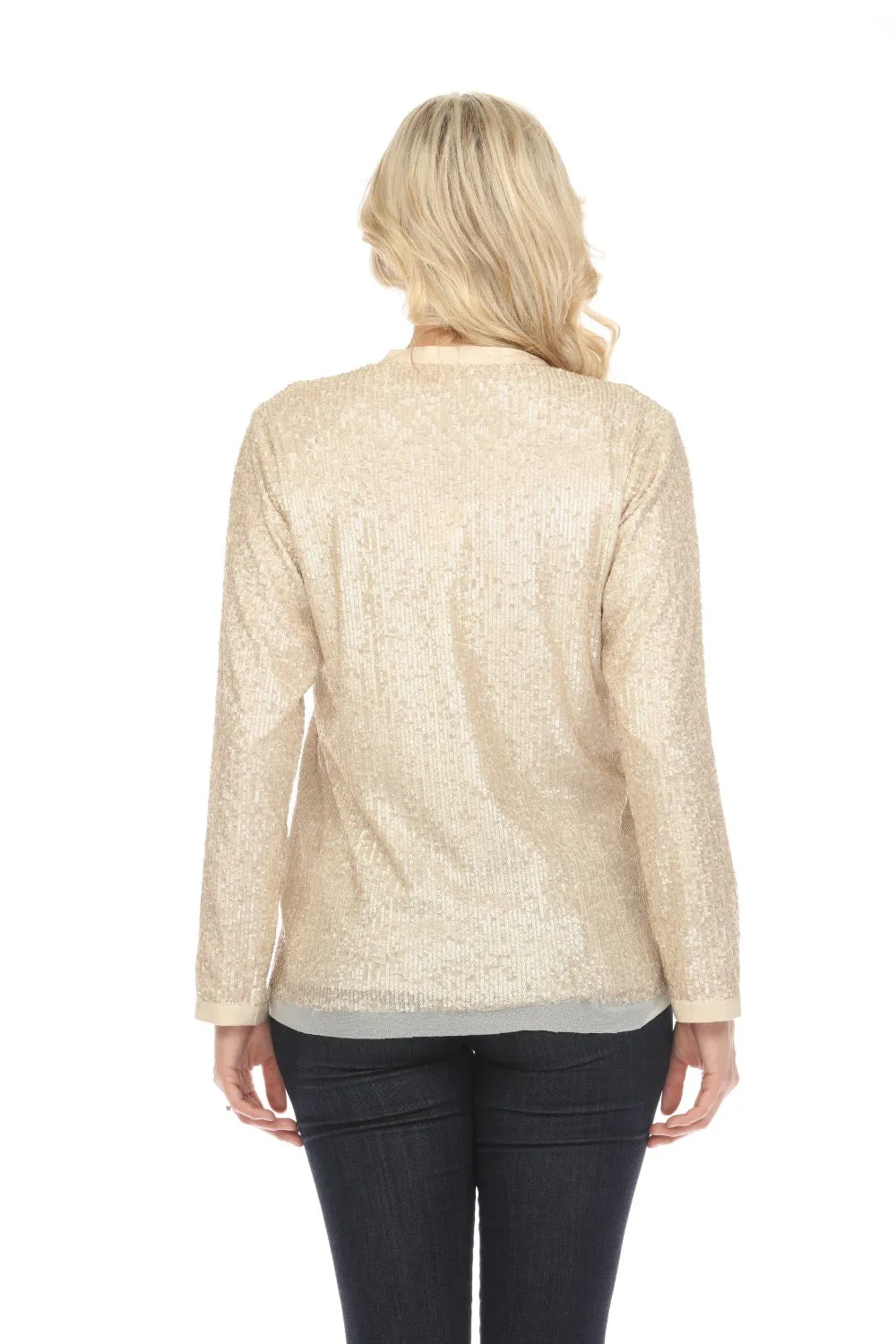 Johnny Was Grace Sequin Button-Down Long Sleeve Top Boho Chic R17021 *