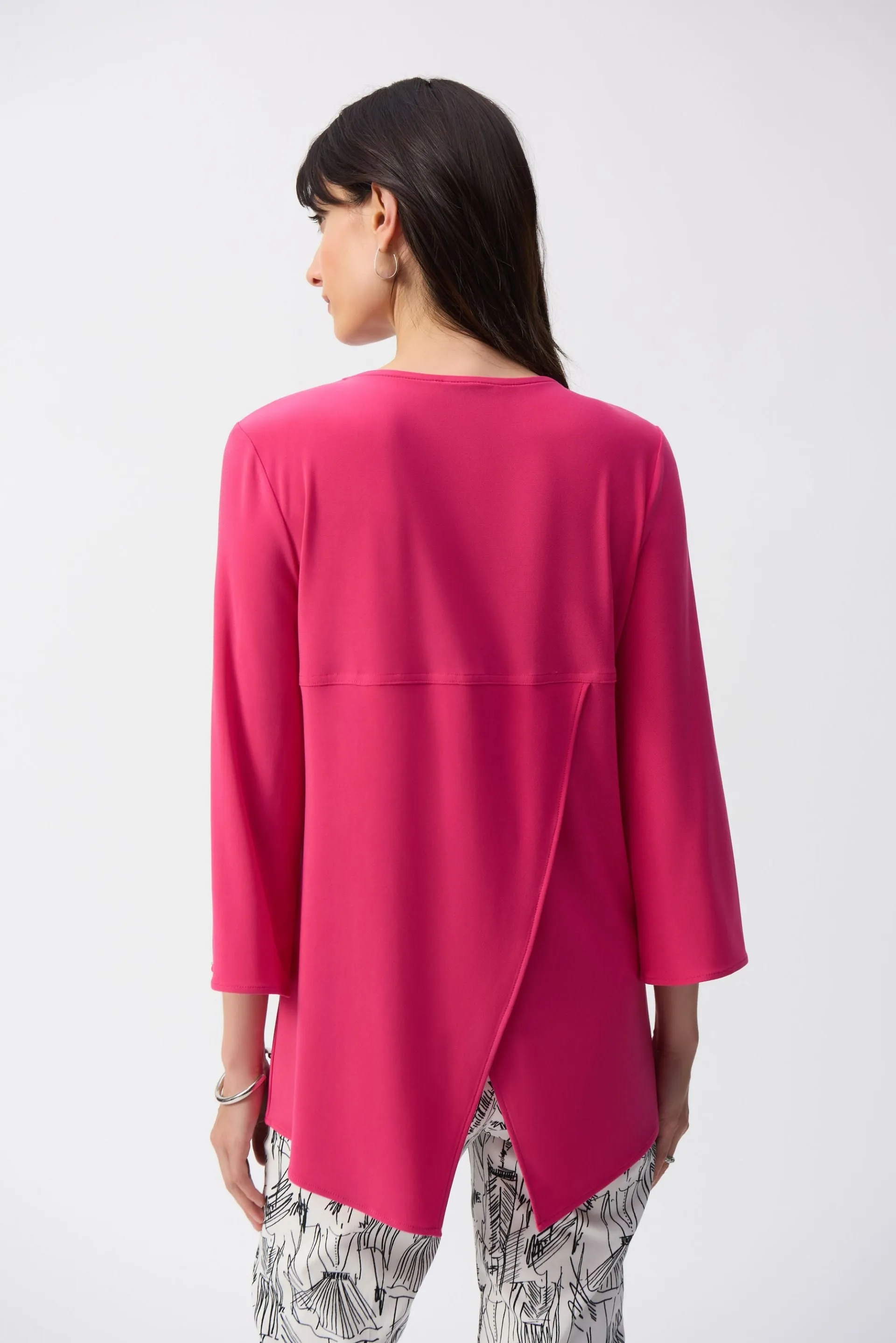 Joseph Ribkoff Embellished Zip Front Split Sleeve Tunic Top 243314