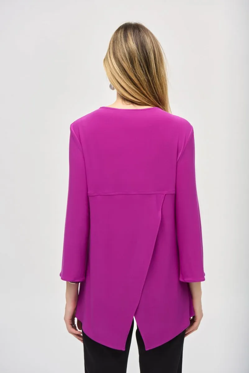 Joseph Ribkoff Embellished Zip Front Split Sleeve Tunic Top 243314