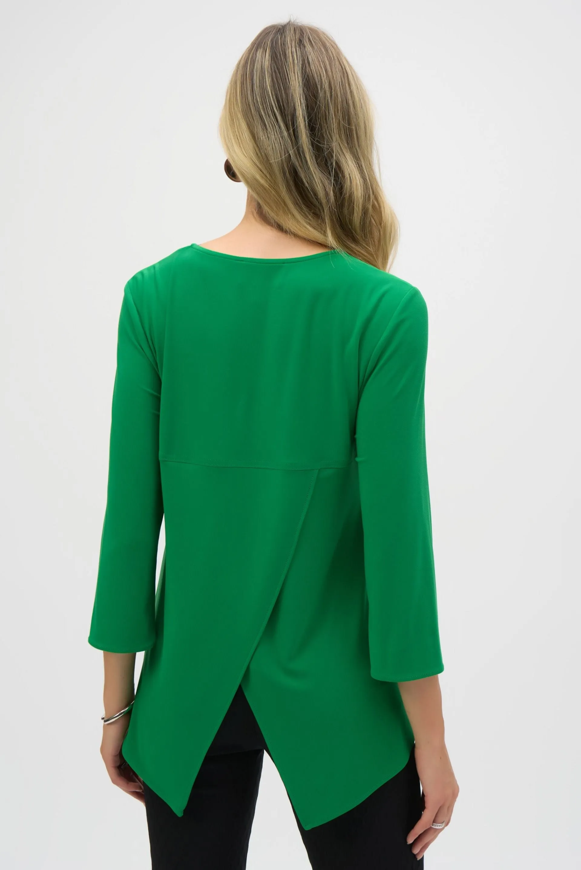 Joseph Ribkoff Embellished Zip Front Split Sleeve Tunic Top 243314