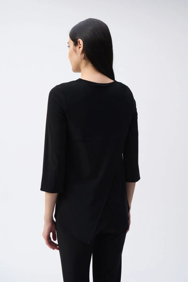 Joseph Ribkoff Embellished Zip Front Split Sleeve Tunic Top 243314